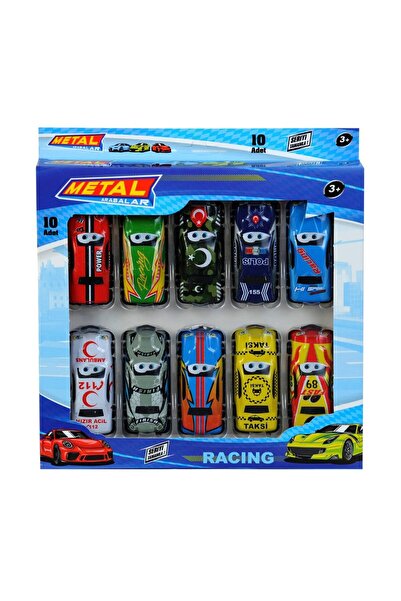 Numaca Yarış Arabası Çocuk Oyuncak Süper Metal Arabalar 10 Adet Renkli - Desenli Metal Araba Kaliteli Demir