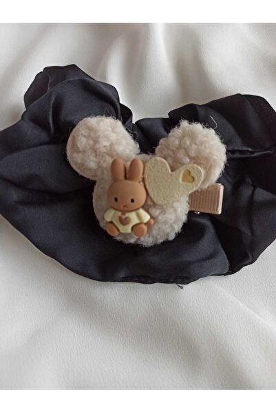 BEBESİS Cream Color Plush Rabbit Model Side Buckle 2-Piece