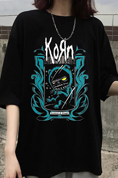 Freak Tshirt Black Color Corn Printed Unisex Oversize Cut Metal-Rock T-shirt