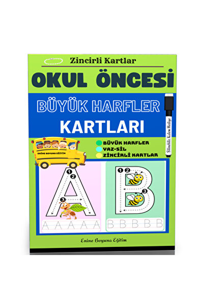 Enine Boyuna Eğitim Capital Letters Study Cards (with Lamination)