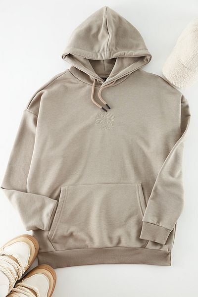 Trendyol Collection Φούτερ με λουλούδια με κουκούλα oversize - TMNAW24SW00248