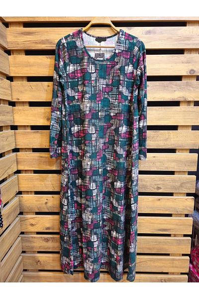 anne moda ankara Winter, suede fabric, long-sleeved draped A-model dress