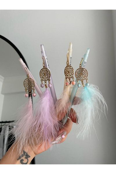 Planet Butik Feathered Versatil Pen with Dream Catcher Figure Set of 4
