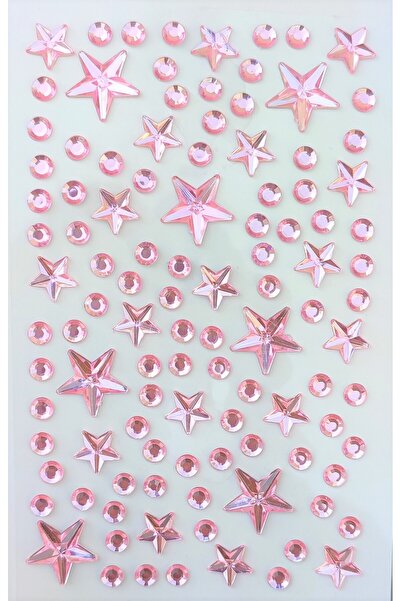 Giraffe Sticker Açık Pembe Yıldız Taş Sticker Yapışkanlı Saç, Yüz, Tırnak Ve ...