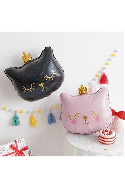Partifabrik 30 Inch Cat Shaped Black Gold Foil Balloon