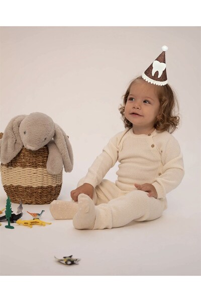 Partifabrik Unisex Brown White Tooth Party Hat - Cowl