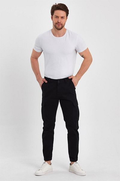 EXPLODE - Ανδρικό παντελόνι Jogger Cargo Pocket Elastic Leg Μαύρο