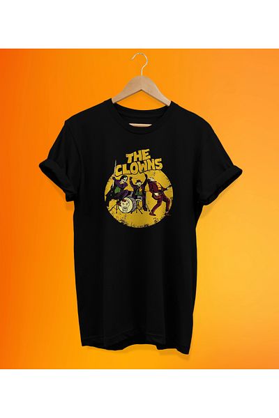remonz Μπλουζάκι Famous Clowns με στάμπα μαύρο, 100% βαμβάκι, Oversize, μεγάλο μέγεθος