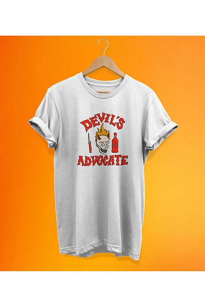 remonz Μπλουζάκι με στάμπα Devil's Lawyer Λευκό, 100% βαμβάκι, Oversize, μεγάλο μέγεθος