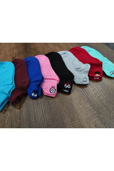 Leement socks 8 чифта памучни чорапи до глезена с емотикони и бродирано усмихнато лице