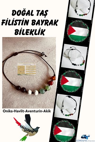 Doğal Taş Dünyası سوار علم فلسطين من الحجر الطبيعي المعتمد بجودة AAA هدية مفاجئة