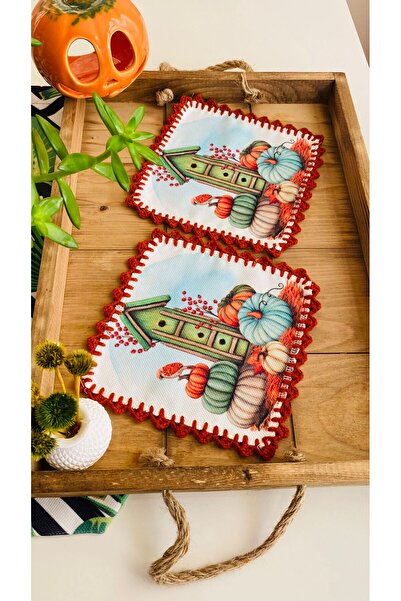 Runner Supla Home 2 adet dekoratif sonbahar temalı bal kabağı desenli kokteyl sunum peçetesi