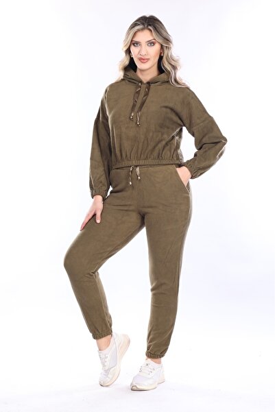 mervemoda Trening de damă kaki fleece