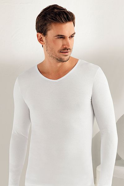 Şahinler Lycra Long Sleeve V-Neck White E074