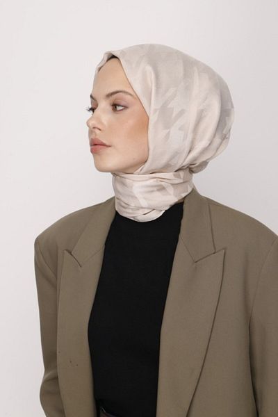 VALORSCARF Μεταξένιο σάλι ζακάρ με μοτίβο λοστού βανίλιας