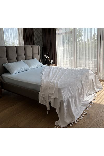 Silkarea بيكيه قطن 100% - 240x260 سم - أبيض