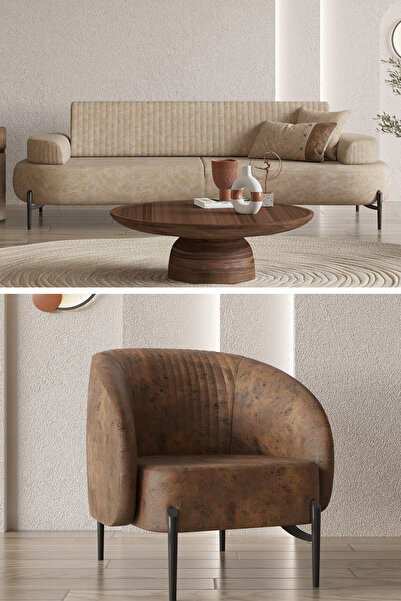 Modalife Cross 3+1 Salon&oturma Odası Koltuk Takımı - Krem&Kahve