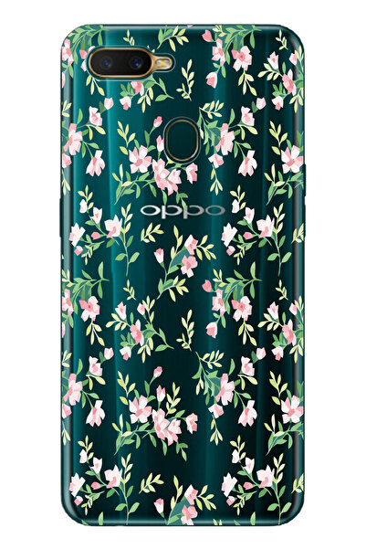 Magic Ring Oppo A5S/AX7/A12 Uyumlu Çiçek Desenli Şeffaf Telefon Kılıfı