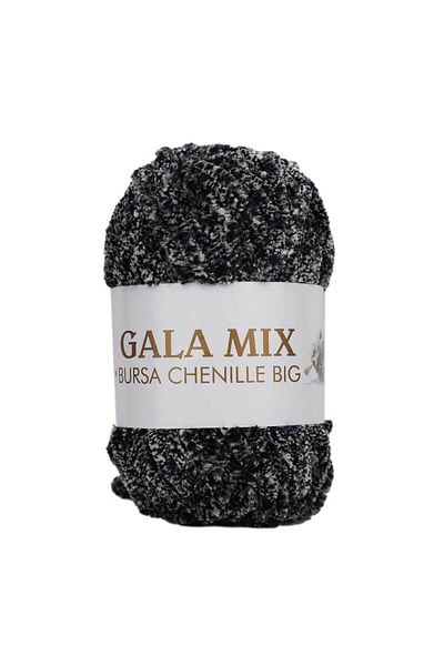 Gala Bursa Chenille Big Thick Velvet Twine Μαύρο Λευκό