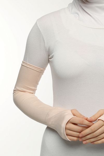Altobeh Βαμβακερό χτενισμένο μανίκι Hijab - Πούδρα σε σκόνη