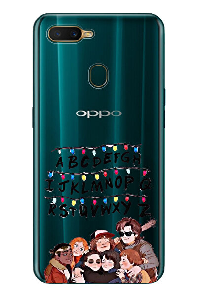 Magic Ring Oppo A5S/AX7/A12 Uyumlu Stranger Things Desenli Şeffaf Telefon Kılıfı