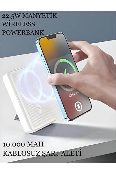 nextbuy 10.000MAH WiFi Powerbank Kablosuz Manyetik Taşınabilir Yedek Harici Pil Dahili Standlı Şarj Aleti