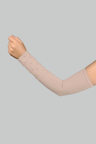 Altobeh Beaded Practical Hijab Pearl Sleeve Χτενισμένο βαμβακερό μανίκι προσευχής - πούδρα σε σκόνη