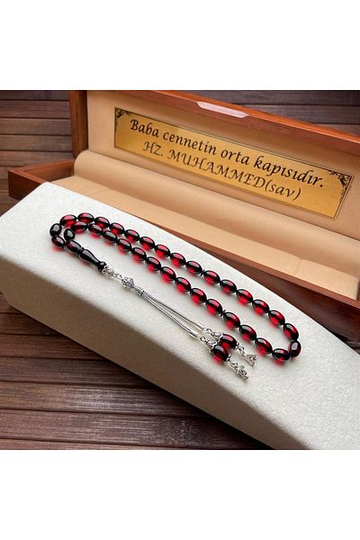 dergah tesbih Silver Design Vernier Clamping Amber