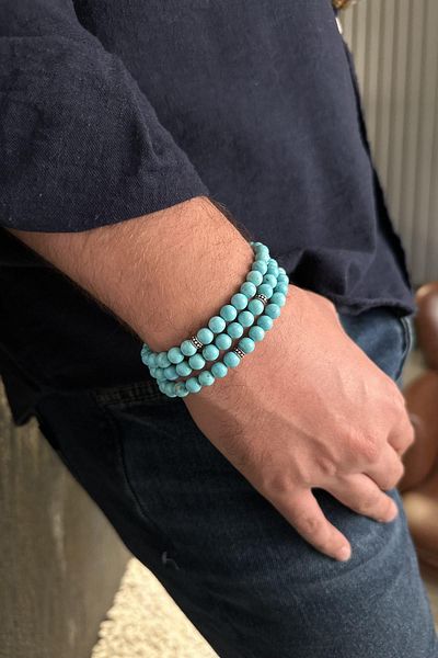 dergah tesbih 99 Pcs Bracelet Prayer Rosary Turquoise Stone ( Necklace - Bracelet - Rosary )