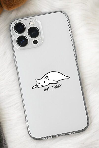 mooodcase iPhone 15 Pro Uyumlu Not Today Desenli Premium Silikonlu Şeffaf Telefon Kılıfı