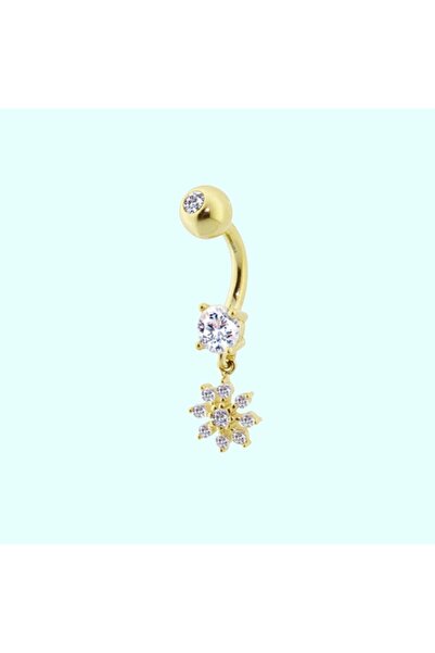 Sembol Gold Altın Göbek Piercing 14 Ayar Sallantılı Kartanesi