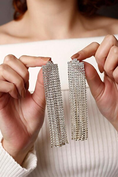 HUBANN Kadın Su Yolu Sallantılı Küpe Abiye Küpe Özel Günler Tasarım Küpe Gümüş Kaplama