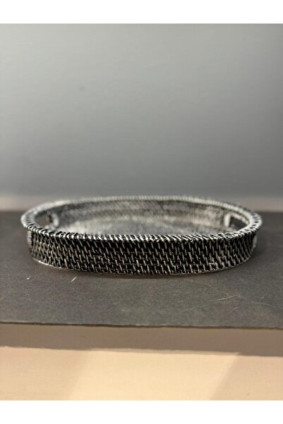 Peramari Dekoratif Polyester Hasır Tepsi Gümüş