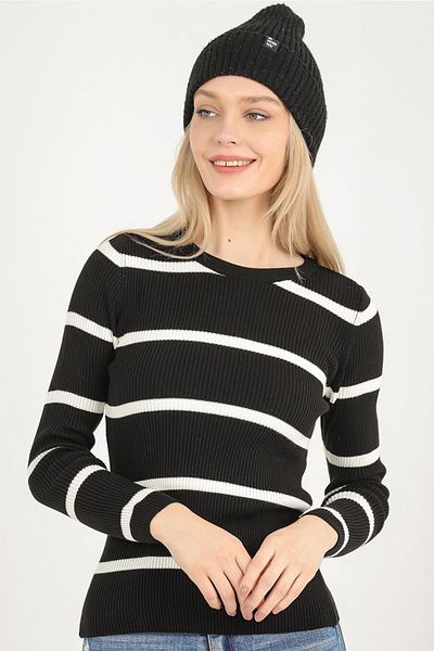 VEGENZE Pulover de damă, negru, ecru, cu dungi cu dungi Ringel