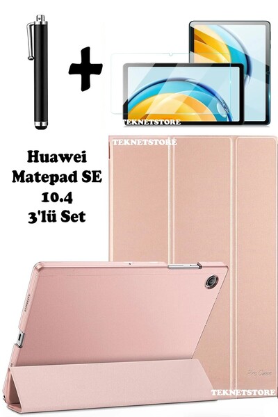 TEKNETSTORE Huawei Matepad Se 10.4 Flip Smart Standlı Uyku Modlu Tablet Kılıfı Ekran Koruyucu Kalem Seti