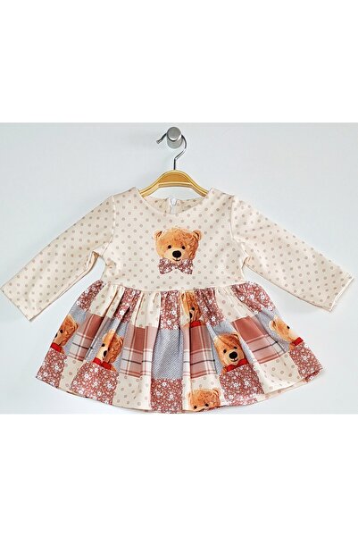 babymarkt Kız Bebek Çocuk Ayıcık Baskılı Elbise 9-24 ay (İki ip İçi Hafif Şar...