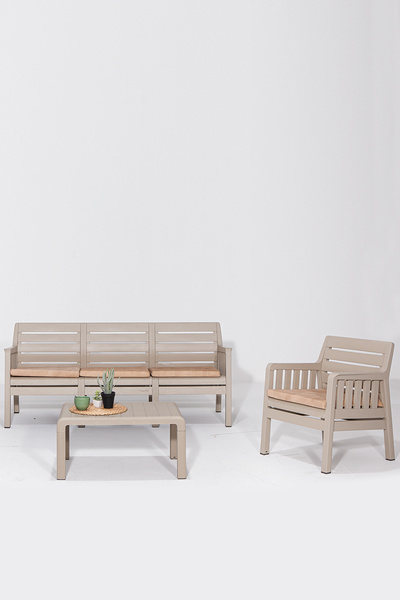 MOBETTO Lara / 3 1 S Bahçe Takımı Balkon - Bahçe - Teras Mobilyası / Cappucino