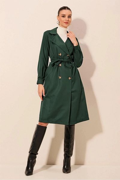 Dark green trench coat womens online