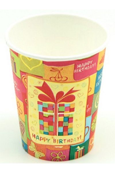 Kazanabil CARDBOARD BIRTHDAY CUPS WITH HAPPY BIRTHDAY WRITTEN PACK OF 10