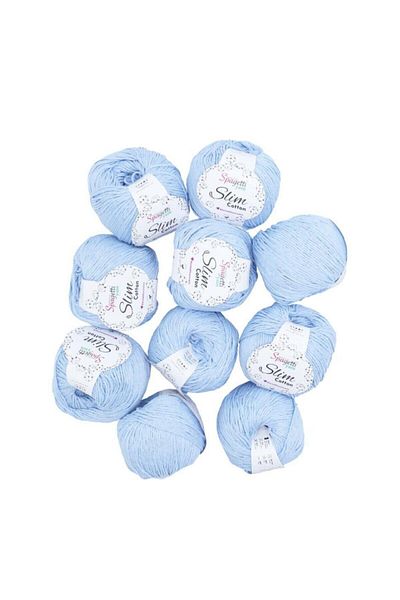 Spagettiyarn Λεπτό βαμβακερό νήμα 10 τεμαχίων Baby Blue πλεκτό στο χέρι
