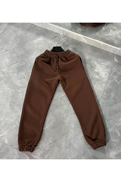 NO 601 Pantaloni de sport unisex cu elastic cu 3 fire, maro închis