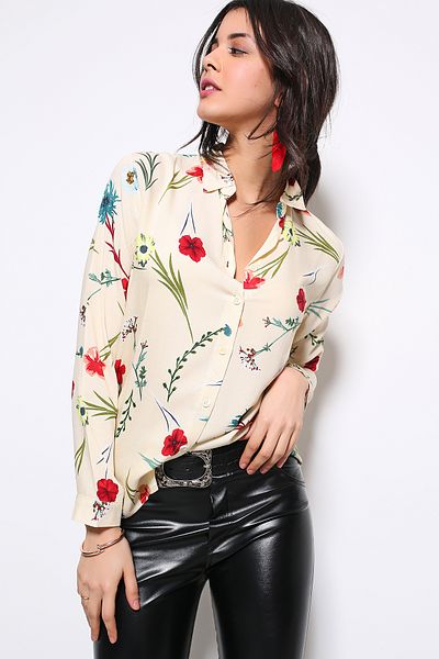 AVORWE Floral Patterned Buttoned Shirt