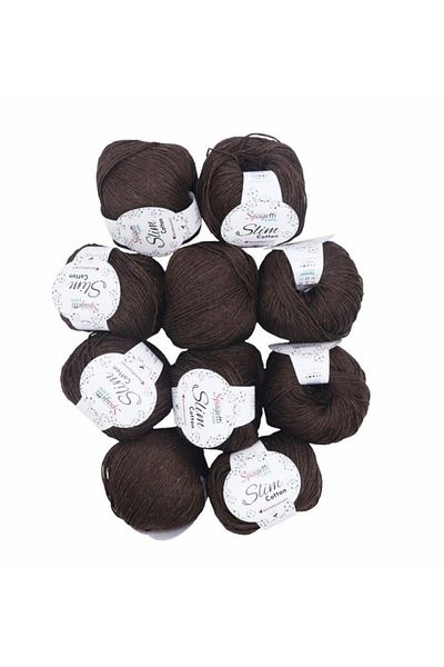 Spagettiyarn Slim Cotton 10 Pack Καφέ Πλεκτό Νήμα