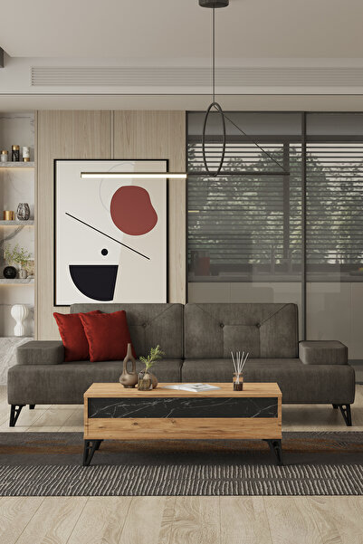 Modalife Avrupa Üçlü Kanepe Yataklı - Antrasit