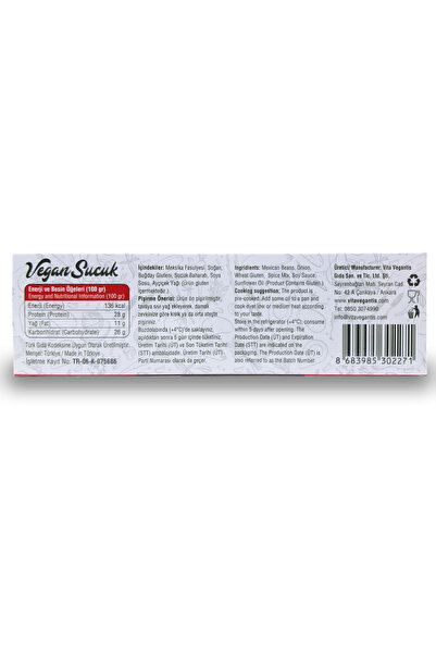 Vita Vegantis Vegan Sucuk 150 Gr 2 Adet