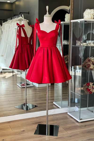 Lenta Moda Κόκκινο Μίνι Σατέν βραδινό φόρεμα και βραδινό φόρεμα εκτός ώμου