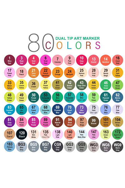 ALLStore TOUCH 80 Adet Çift Taraflı Marker Kalem DOUBLE