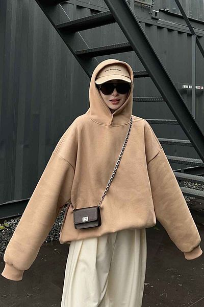 lamelif Φούτερ με κουκούλα Milky Brown