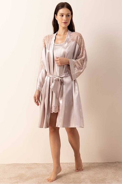 AYYILDIZ 3981 Powder Kimono Dressing Gown Nightgown Set