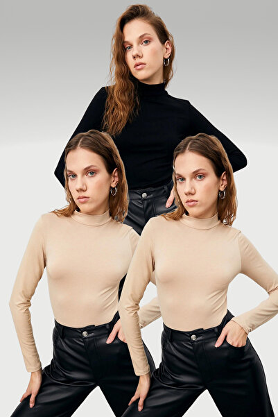 Ladima Γυναικείο Κρεμ Μαύρο Κρεμ κορμάκι 3 τεμαχίων